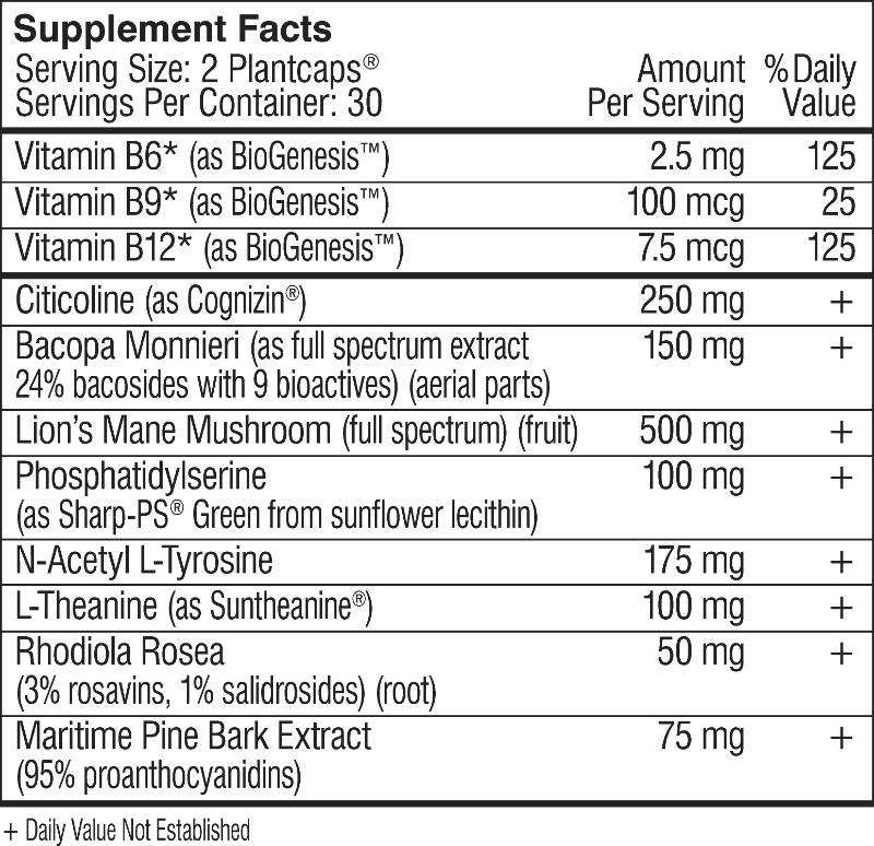 Mind Lab Pro Supplement Facts