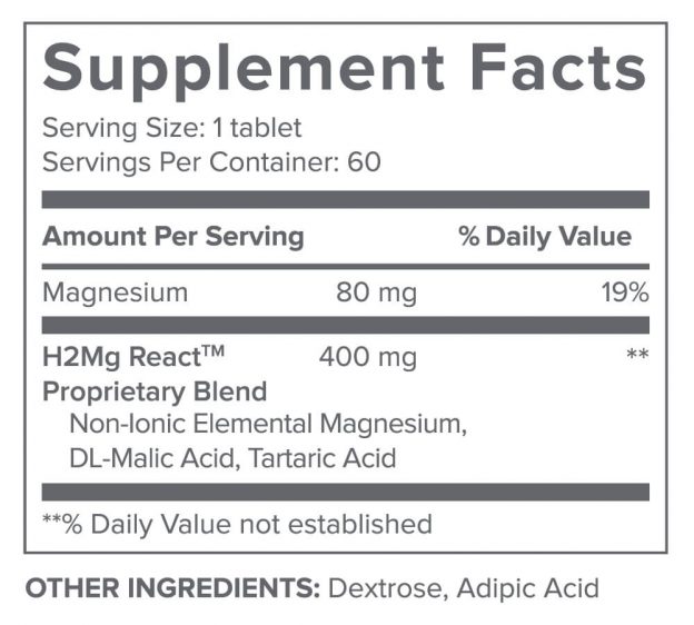 H2 Restore Supplement Facts