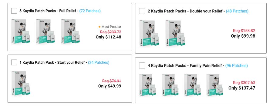 Kaydia Patch Pricing